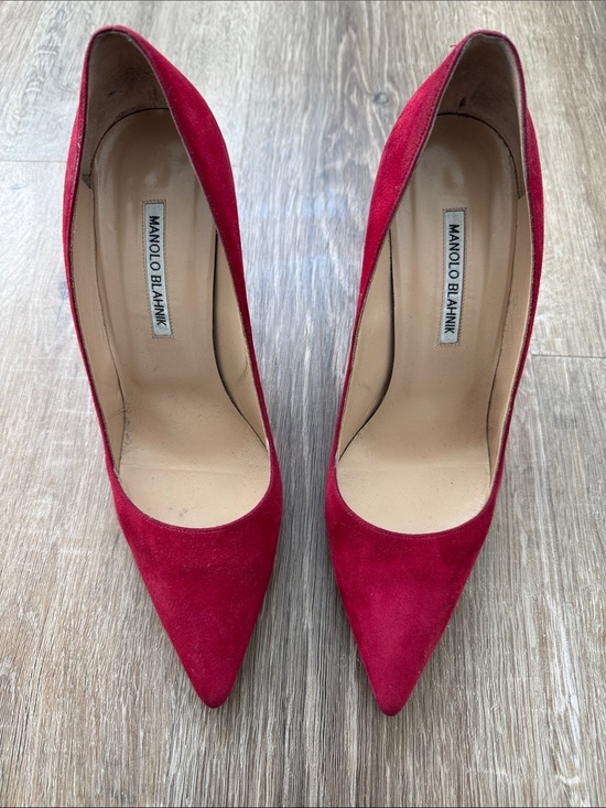 Manolo Blahnik Shoes - Manolo Blahnik Crimson Suede Pointed-Toe Pumps